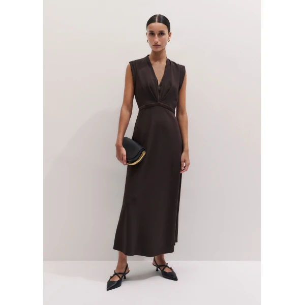 ME+EM ME+EM 2-in-1 Bias Maxi Dress in Cocoa Brown - Dresses - Intelligent British Fashion at Coveti