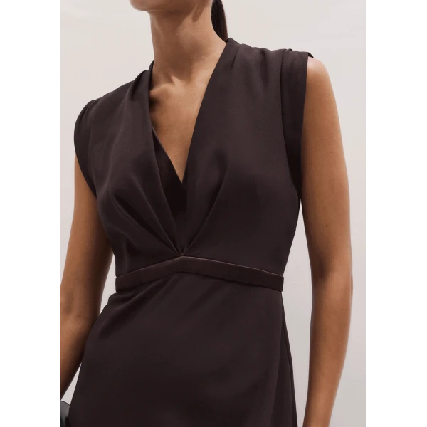 ME+EM ME+EM 2-in-1 Bias Maxi Dress in Cocoa Brown - Dresses - Intelligent British Fashion at Coveti