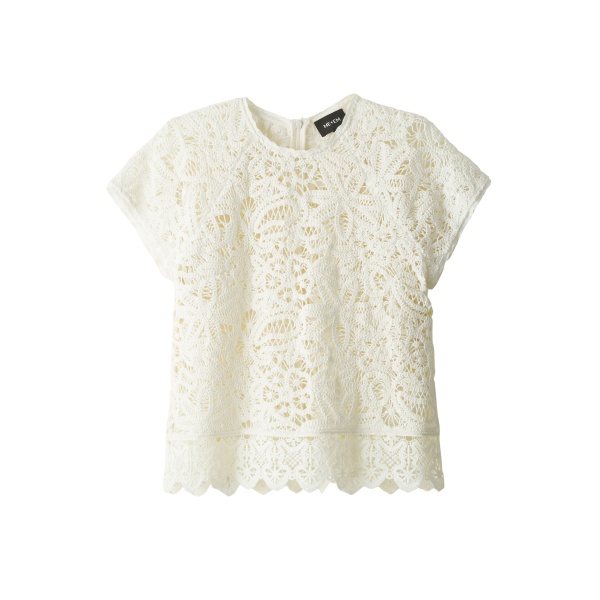 ME+EM ME+EM 2-in-1 Crochet Tee in Light Cream - Tops - Intelligent British Fashion at Coveti