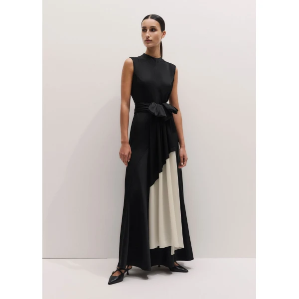 ME+EM ME+EM 2-in-1 Full-Length Dress in Black/Cream - Dresses - Intelligent British Fashion at Coveti