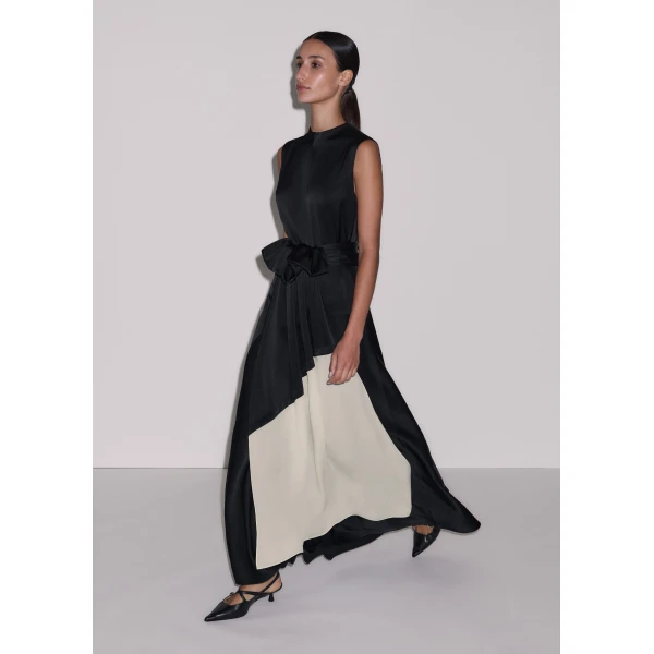 ME+EM ME+EM 2-in-1 Full-Length Dress in Black/Cream - Dresses - Intelligent British Fashion at Coveti