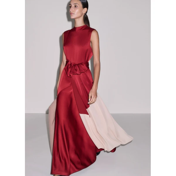 ME+EM ME+EM 2-in-1 Full-Length Dress in Pomegranate Red/Pink - Dresses - Intelligent British Fashion at Coveti