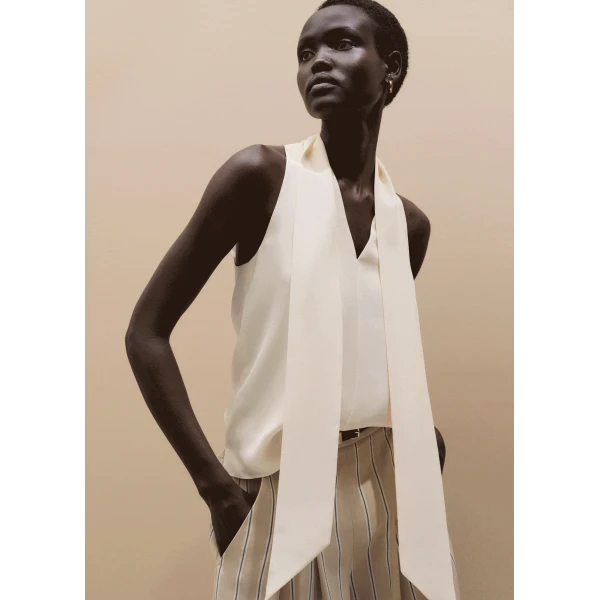 ME+EM ME+EM 2-in-1 V-Neck Cami Top in Light Cream - Tops - Intelligent British Fashion at Coveti