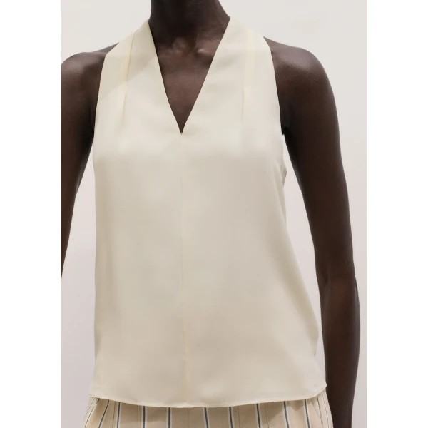ME+EM ME+EM 2-in-1 V-Neck Cami Top in Light Cream - Tops - Intelligent British Fashion at Coveti