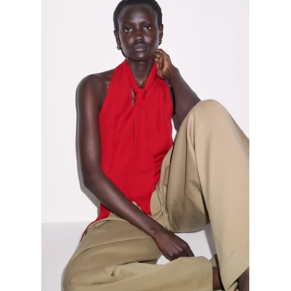 ME+EM ME+EM 2-in-1 V-Neck Cami Top in Ruby Red - Tops - Intelligent British Fashion at Coveti