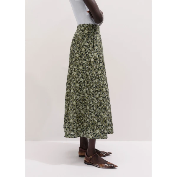 ME+EM ME+EM A-Line Maxi Skirt in Green/Multi - Skirts - Intelligent British Fashion at Coveti