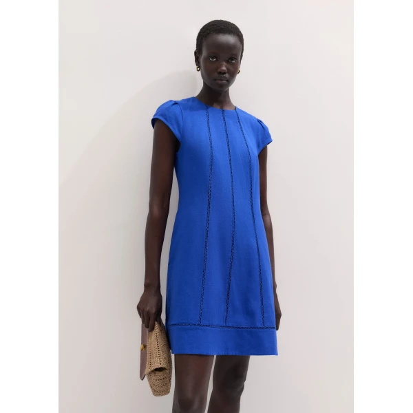 ME+EM ME+EM A-Line Mini Dress in Intense Blue - Dresses - Intelligent British Fashion at Coveti