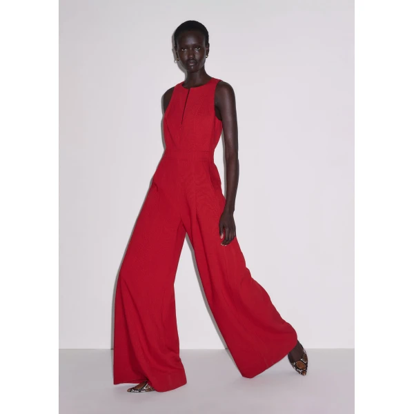ME+EM ME+EM AM-PM Wide-Leg Jumpsuit in Ruby Red - Jumpsuit - Intelligent British Fashion at Coveti