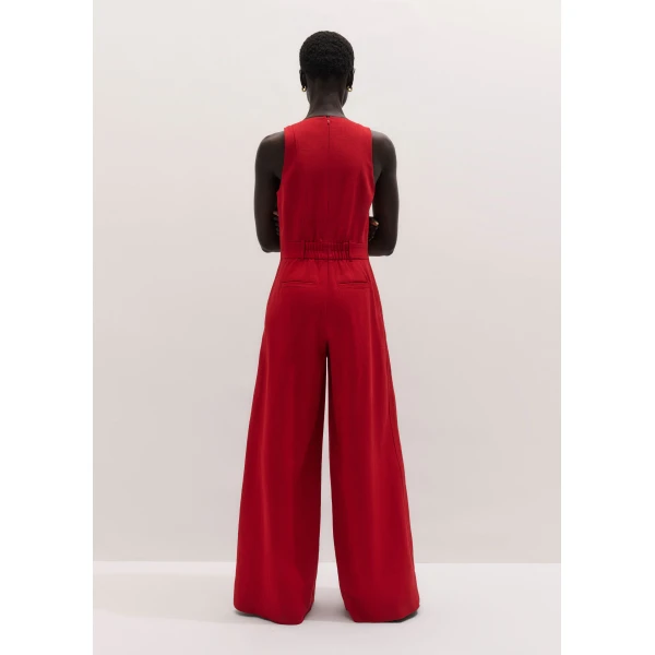 ME+EM ME+EM AM-PM Wide-Leg Jumpsuit in Ruby Red - Jumpsuit - Intelligent British Fashion at Coveti