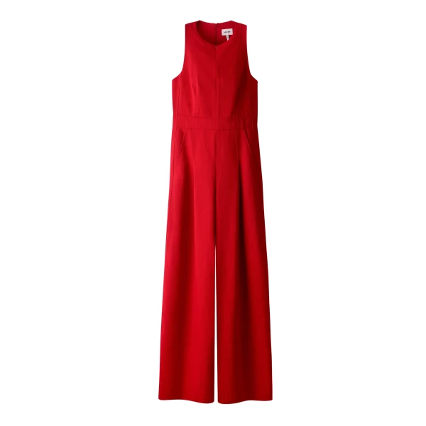 ME+EM ME+EM AM-PM Wide-Leg Jumpsuit in Ruby Red - Jumpsuit - Intelligent British Fashion at Coveti
