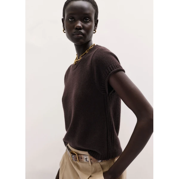 ME+EM ME+EM Baby Tee in Cocoa Brown - Knitwear - Intelligent British Fashion at Coveti