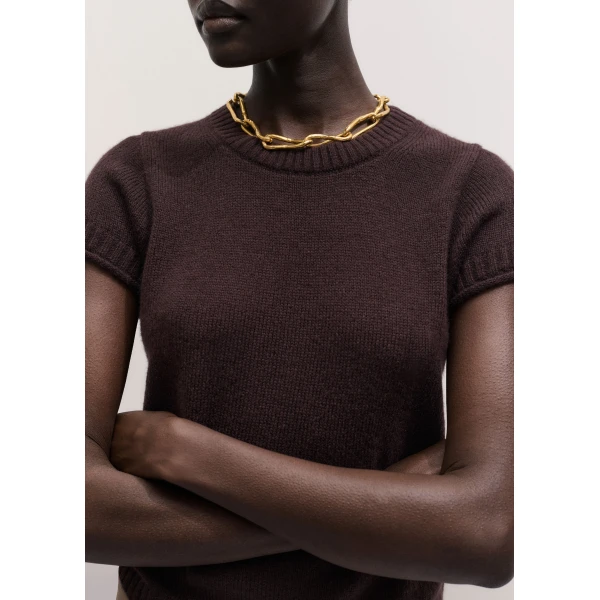 ME+EM ME+EM Baby Tee in Cocoa Brown - Knitwear - Intelligent British Fashion at Coveti