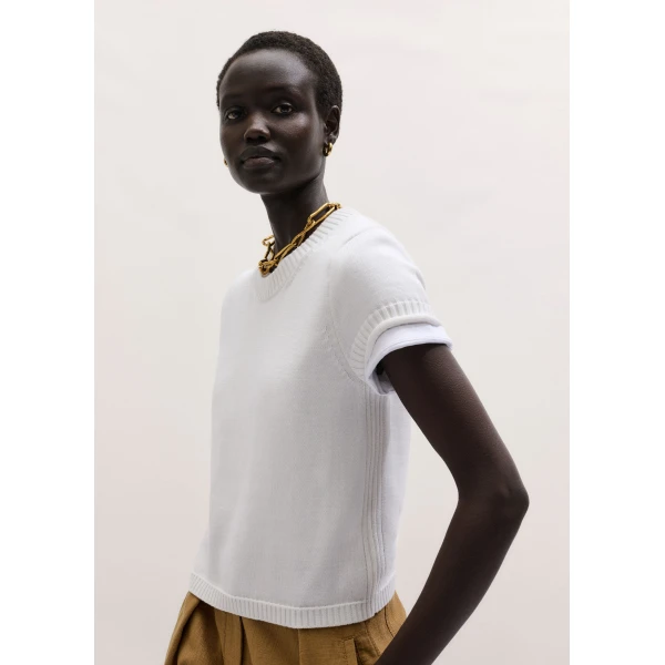 ME+EM ME+EM Baby Tee in Fresh White - Knitwear - Intelligent British Fashion at Coveti