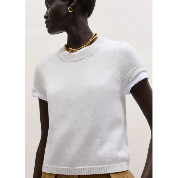 ME+EM ME+EM Baby Tee in Fresh White - Knitwear - Intelligent British Fashion at Coveti