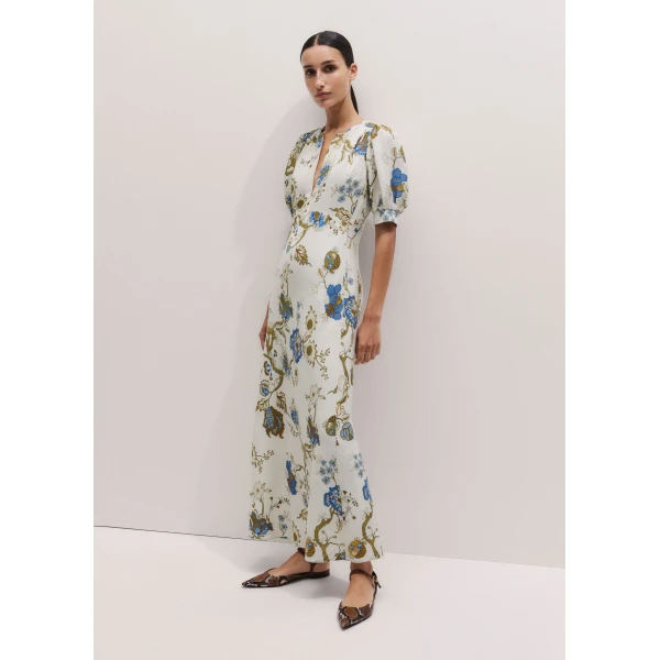 ME+EM ME+EM Bias Cut Maxi Dress in Light Cream/Multi - Dresses - Intelligent British Fashion at Coveti