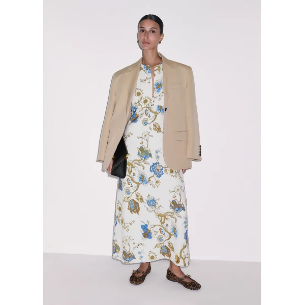 ME+EM ME+EM Bias Cut Maxi Dress in Light Cream/Multi - Dresses - Intelligent British Fashion at Coveti