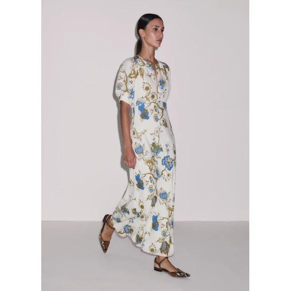 ME+EM ME+EM Bias Cut Maxi Dress in Light Cream/Multi - Dresses - Intelligent British Fashion at Coveti