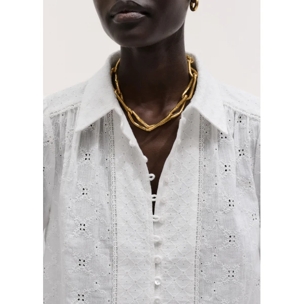 ME+EM ME+EM Broderie Crop Blouse in Soft White - Tops - Intelligent British Fashion at Coveti