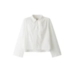 ME+EM ME+EM Broderie Crop Blouse in Soft White - Tops - Intelligent British Fashion at Coveti