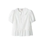 ME+EM ME+EM Broderie Peplum Top in Soft White - Tops - Intelligent British Fashion at Coveti