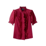 ME+EM ME+EM Broderie Straight Blouse in Pomegranate Red - Tops - Intelligent British Fashion at Coveti