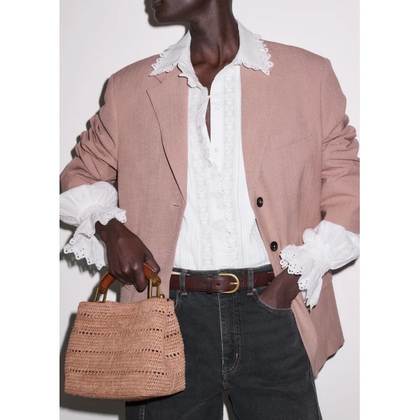 ME+EM ME+EM Broderie Straight Blouse in Soft White - Tops - Intelligent British Fashion at Coveti