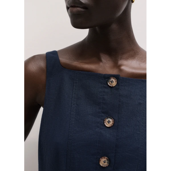 ME+EM ME+EM Button Front Maxi Dress in Navy - Dresses - Intelligent British Fashion at Coveti