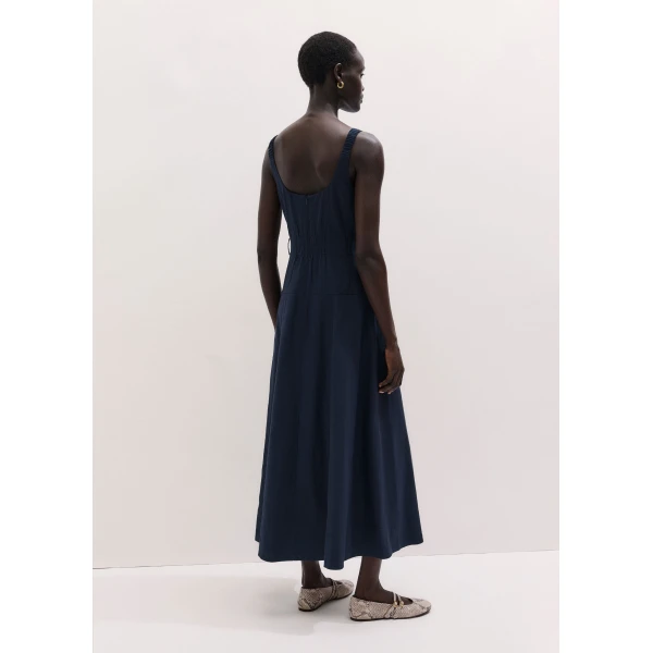 ME+EM ME+EM Button Front Maxi Dress in Navy - Dresses - Intelligent British Fashion at Coveti