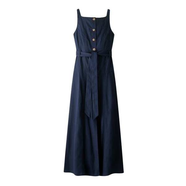 ME+EM ME+EM Button Front Maxi Dress in Navy - Dresses - Intelligent British Fashion at Coveti