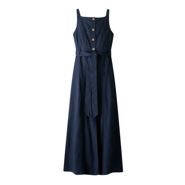 ME+EM ME+EM Button Front Maxi Dress in Navy - Dresses - Intelligent British Fashion at Coveti