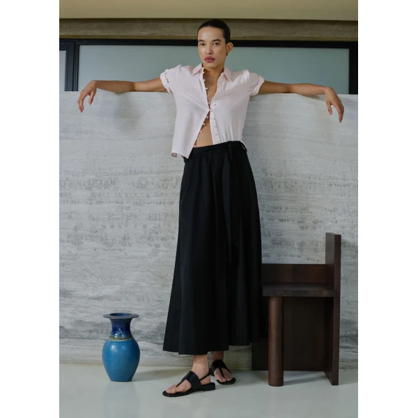 ME+EM ME+EM Button Front Maxi Skirt in Black - Skirts - Intelligent British Fashion at Coveti