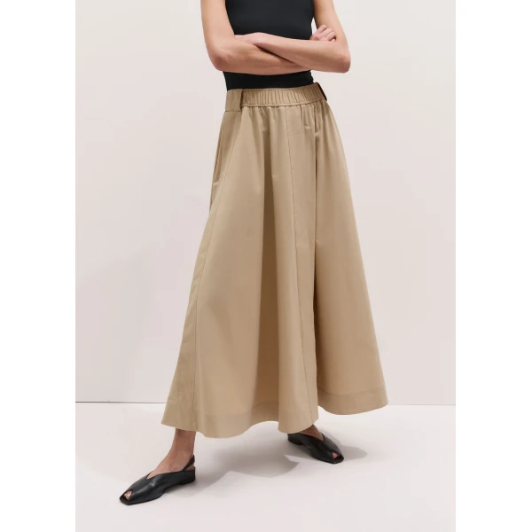 ME+EM ME+EM Button Front Maxi Skirt in Warm Stone - Skirts - Intelligent British Fashion at Coveti