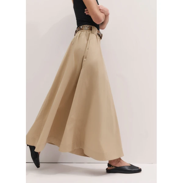 ME+EM ME+EM Button Front Maxi Skirt in Warm Stone - Skirts - Intelligent British Fashion at Coveti