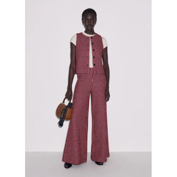 ME+EM ME+EM Button Shell Top in Pomegranate Red Multi - Tops - Intelligent British Fashion at Coveti