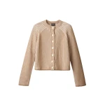 ME+EM ME+EM Contrast Rib Cardigan in Camel/Soft White - Knitwear - Intelligent British Fashion at Coveti