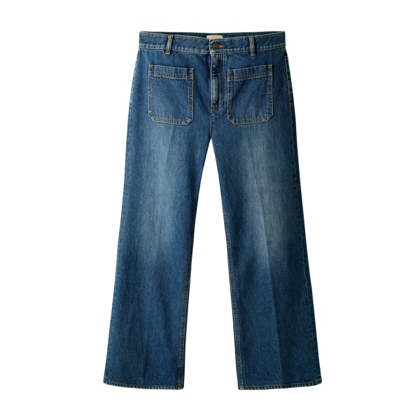 ME+EM ME+EM Crop Kick Flare Jean in Authentic Mid Blue Wash - Pants - Intelligent British Fashion at Coveti