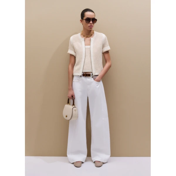 ME+EM ME+EM Crop Knit Vest in Pale Stone/Cream - Knitwear - Intelligent British Fashion at Coveti