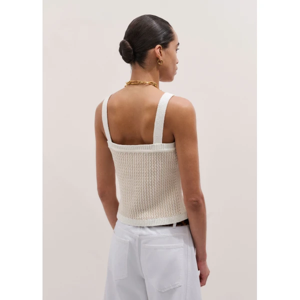 ME+EM ME+EM Crop Knit Vest in Pale Stone/Cream - Knitwear - Intelligent British Fashion at Coveti