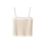 ME+EM ME+EM Crop Knit Vest in Pale Stone/Cream - Knitwear - Intelligent British Fashion at Coveti