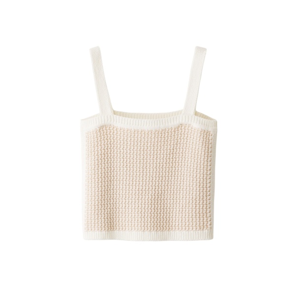 ME+EM ME+EM Crop Knit Vest in Pale Stone/Cream - Knitwear - Intelligent British Fashion at Coveti