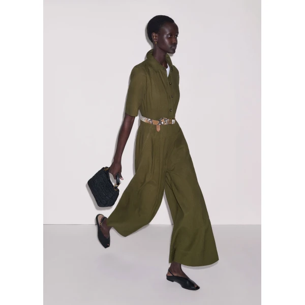ME+EM ME+EM Culotte Jumpsuit in Olive Green - Jumpsuit - Intelligent British Fashion at Coveti