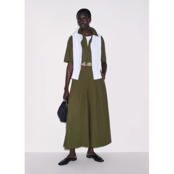 ME+EM ME+EM Culotte Jumpsuit in Olive Green - Jumpsuit - Intelligent British Fashion at Coveti