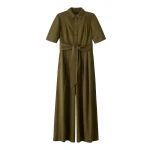 ME+EM ME+EM Culotte Jumpsuit in Olive Green - Jumpsuit - Intelligent British Fashion at Coveti