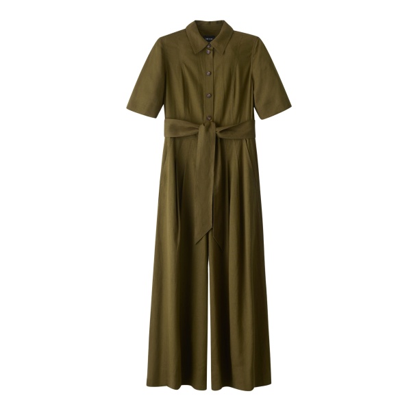 ME+EM ME+EM Culotte Jumpsuit in Olive Green - Jumpsuit - Intelligent British Fashion at Coveti