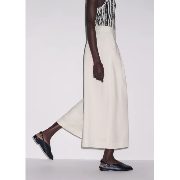 ME+EM ME+EM Double Pleat Culotte in Cream - Pants - Intelligent British Fashion at Coveti