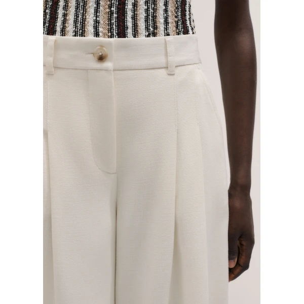 ME+EM ME+EM Double Pleat Culotte in Cream - Pants - Intelligent British Fashion at Coveti