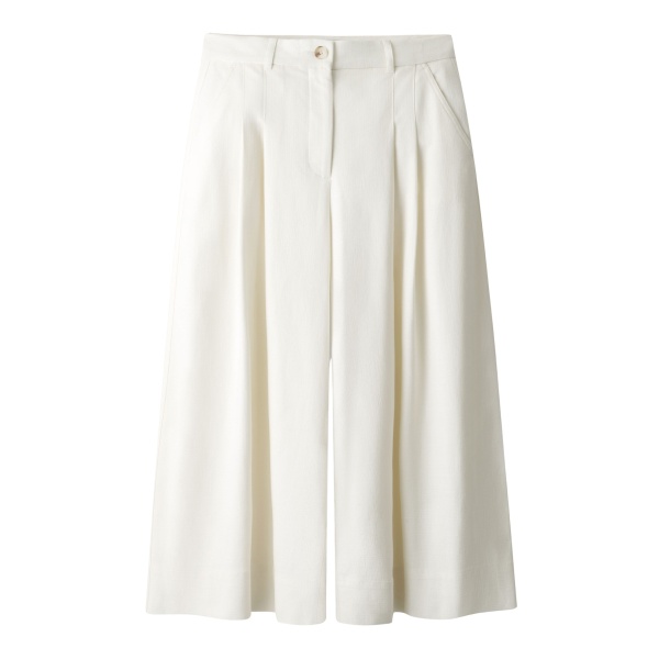 ME+EM ME+EM Double Pleat Culotte in Cream - Pants - Intelligent British Fashion at Coveti