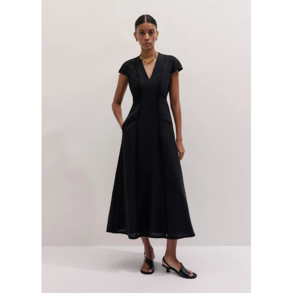 ME+EM ME+EM Embroidered Maxi Dress in Black - Dresses - Intelligent British Fashion at Coveti