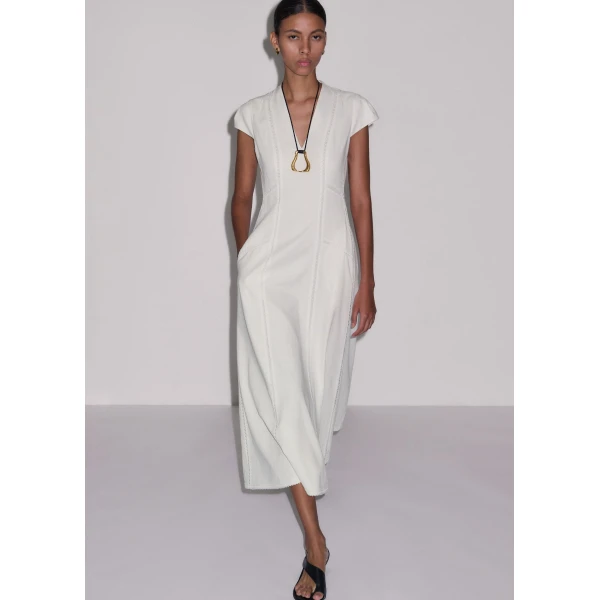 ME+EM ME+EM Embroidered Maxi Dress in Soft White - Dresses - Intelligent British Fashion at Coveti