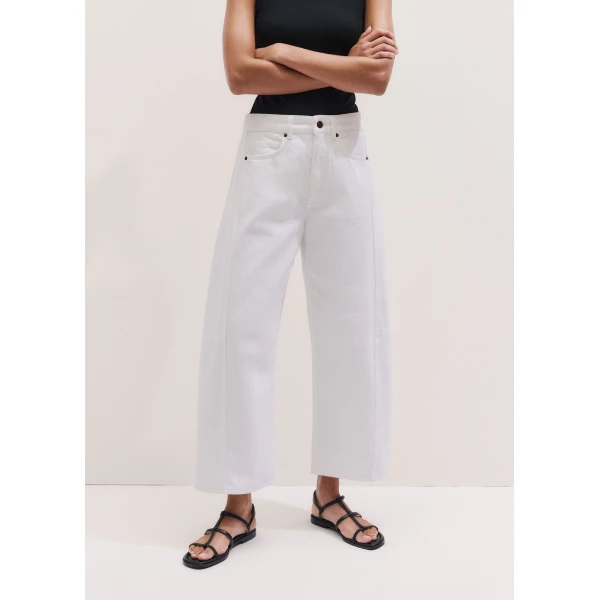 ME+EM ME+EM Exaggerated Crop Jean in Soft White Wash - Pants - Intelligent British Fashion at Coveti